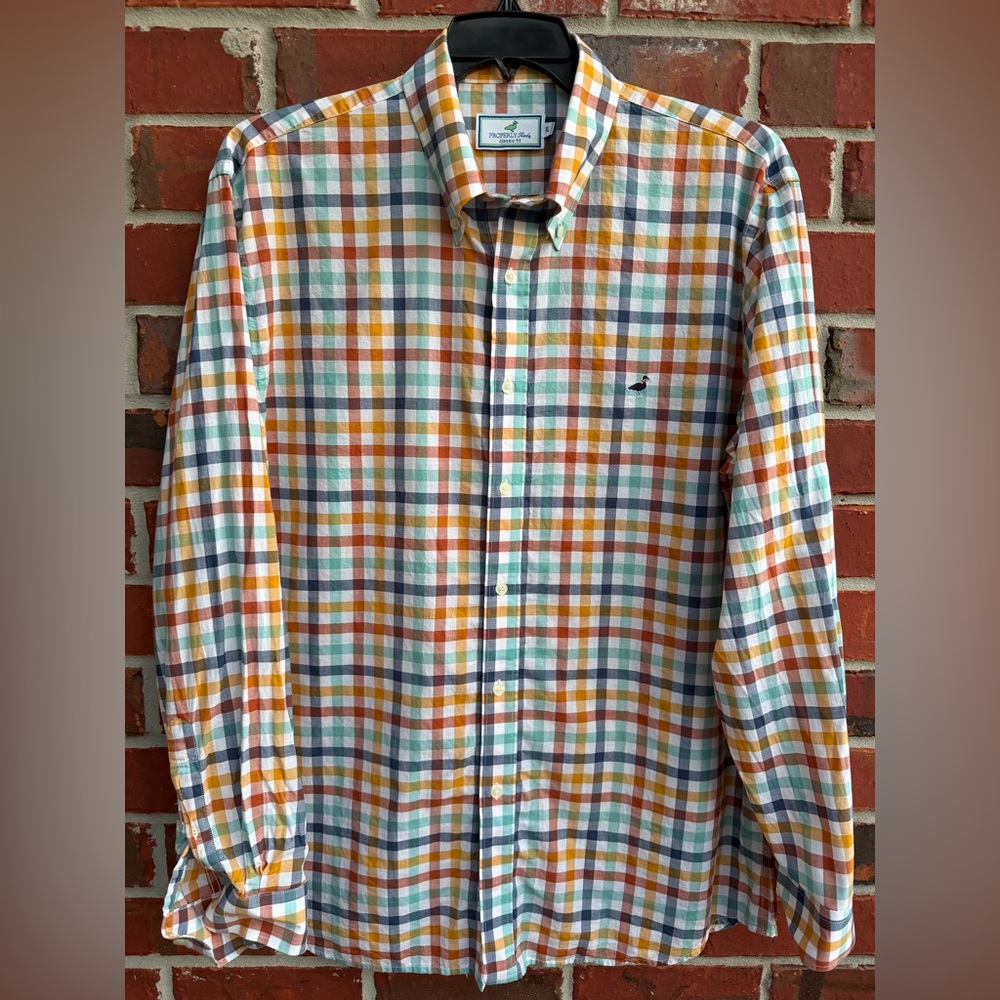 Properly Tied Men’s Classic Fit LS Button Down Multicolored XL Plaid Shirt T7